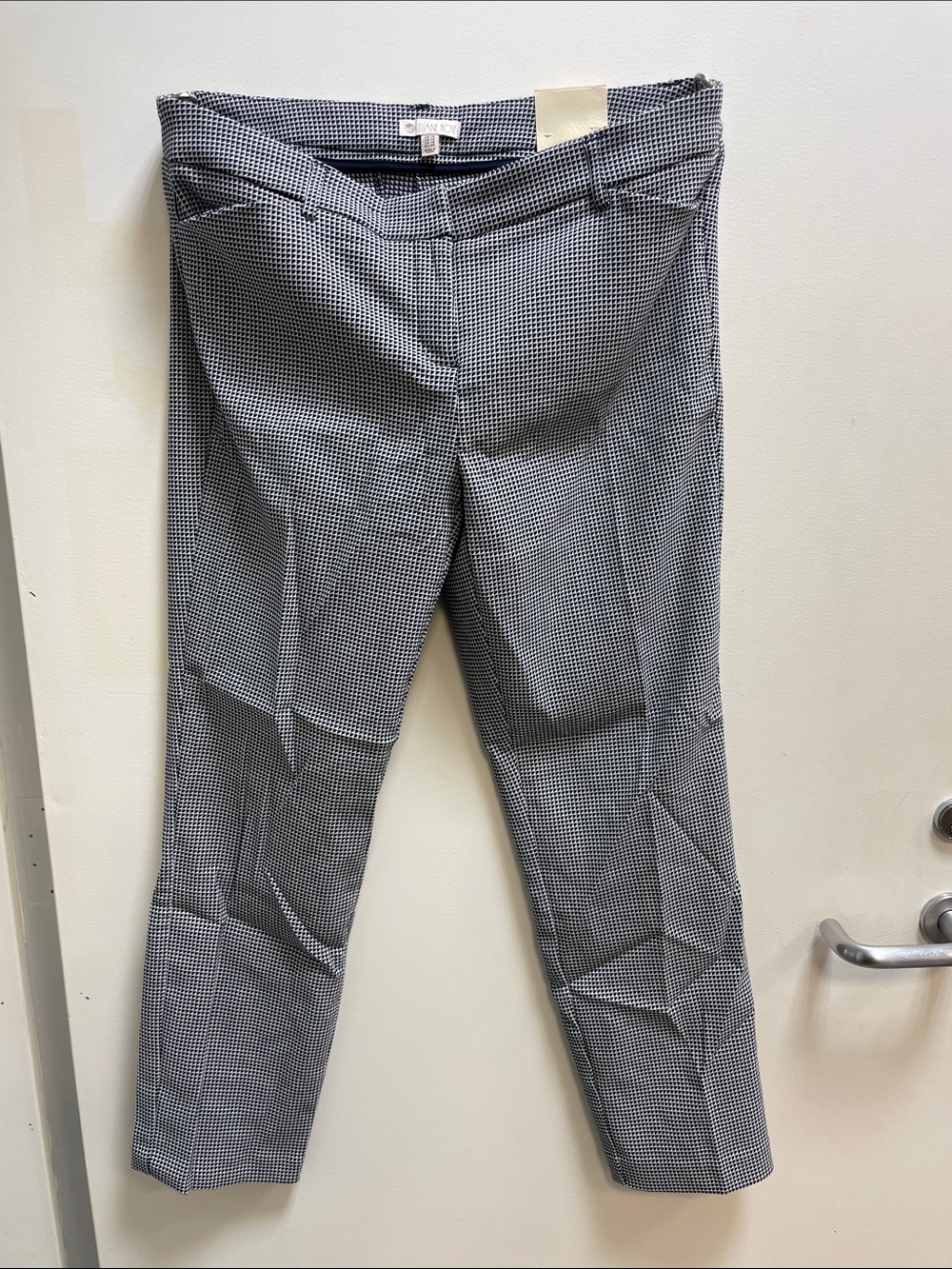 Dress pants size 14 navy and white pattern